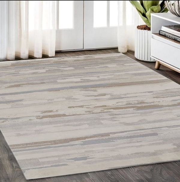 HomeRoots 4' Stylish Brown and Ivory Distressed Area Rug – Versatile, Low-Maintenance Comfort for Any Space 5' X 8' 514916