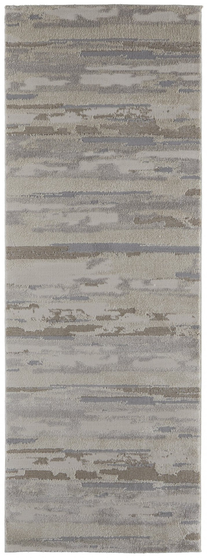 HomeRoots 8' Abstract Distressed Runner Rug in Brown, Ivory & Tan - Durable, Stain-Resistant for Busy Spaces 8' Runner 514921