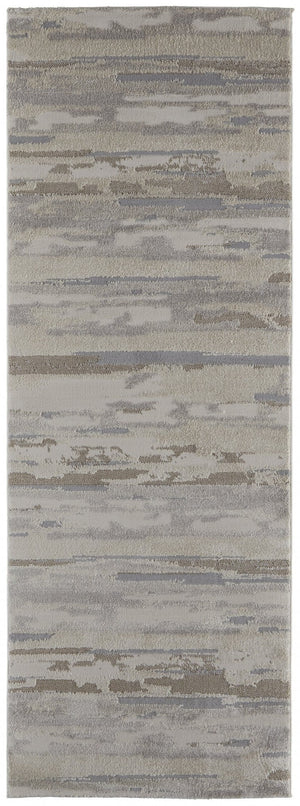 HomeRoots 8' Abstract Distressed Runner Rug in Brown, Ivory & Tan - Durable, Stain-Resistant for Busy Spaces 8' Runner 514921