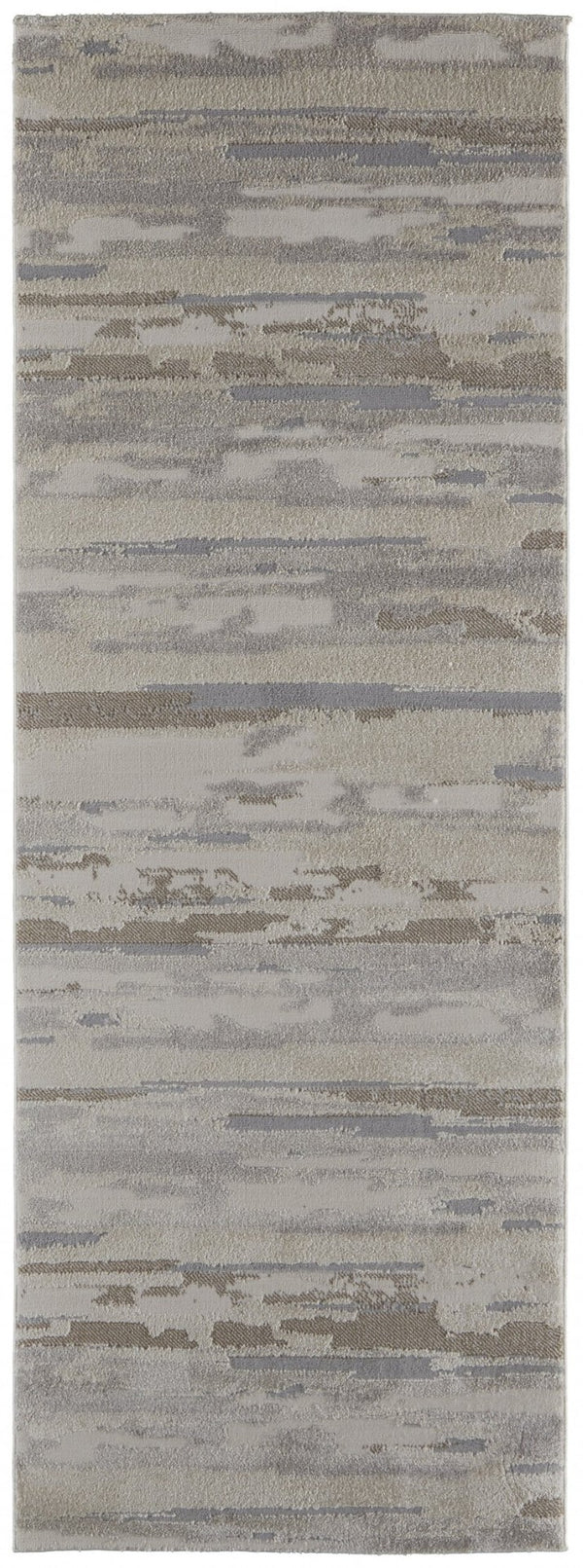 HomeRoots 8' Abstract Distressed Runner Rug in Brown, Ivory & Tan - Durable, Stain-Resistant for Busy Spaces 8' Runner 514921