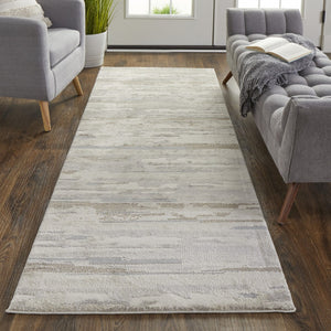 HomeRoots 8' Abstract Distressed Runner Rug in Brown, Ivory & Tan - Durable, Stain-Resistant for Busy Spaces 8' Runner 514921