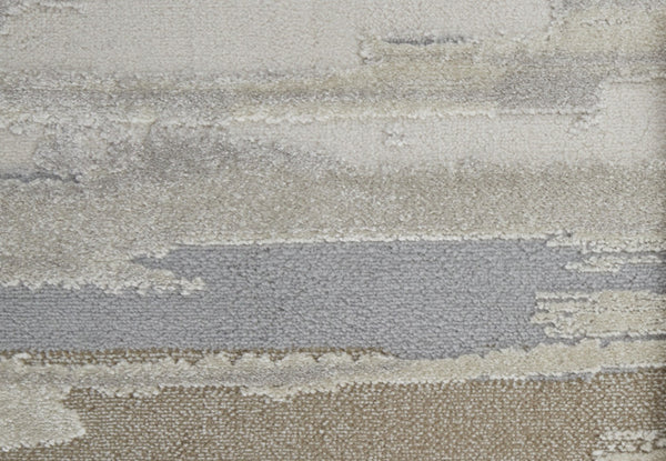 HomeRoots 8' Abstract Distressed Runner Rug in Brown, Ivory & Tan - Durable, Stain-Resistant for Busy Spaces 8' Runner 514921