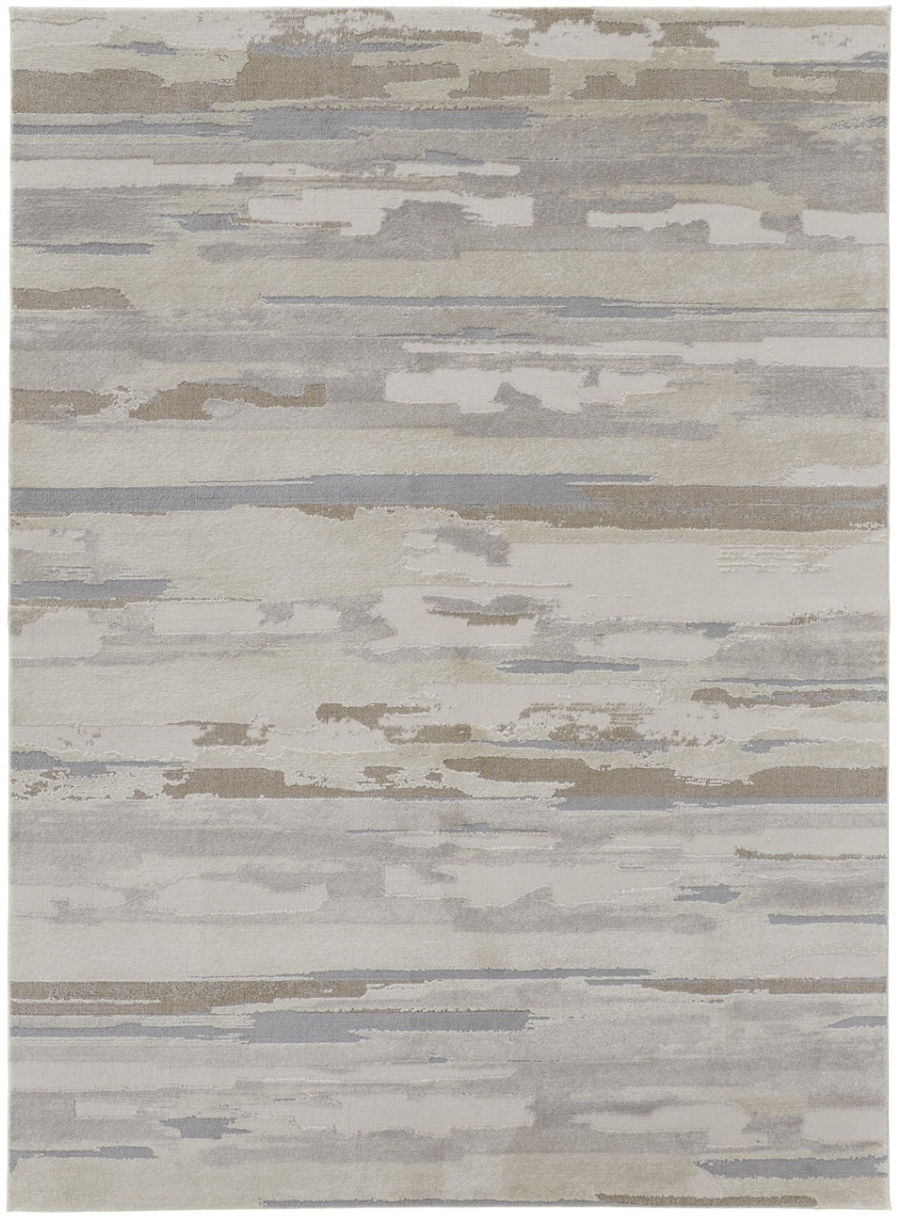 HomeRoots 12' Abstract Shag Area Rug in Brown, Ivory & Tan - Plush, Durable, Stain-Resistant for Modern Spaces 12' X 15' 514922