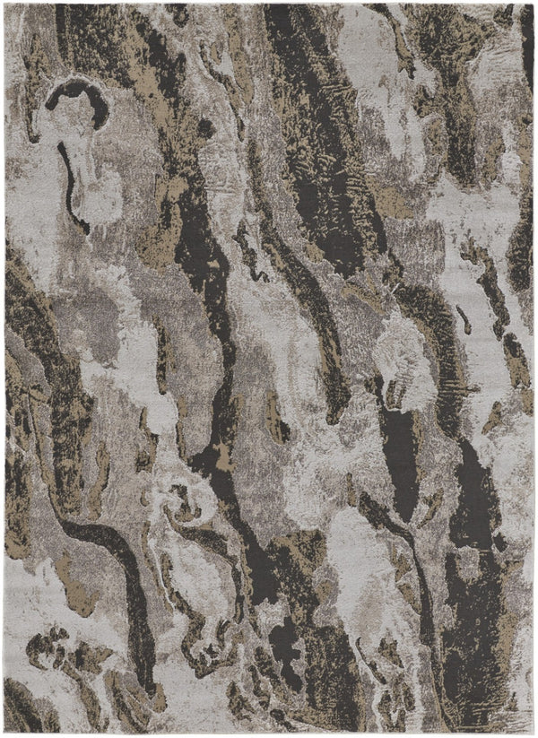 HomeRoots 4' Brown and Ivory Abstract Area Rug - Stylish, Durable, and Low-Maintenance for Modern Spaces 4' X 6' 514923