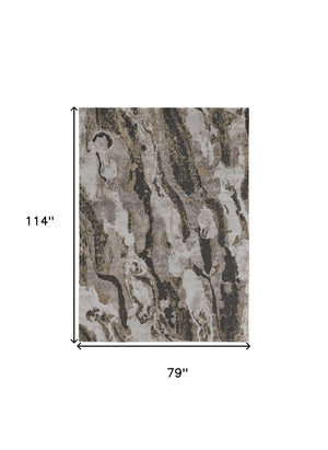 HomeRoots 4' Brown and Ivory Abstract Area Rug - Stylish, Durable, and Low-Maintenance for Modern Spaces 7' X 10' 514926
