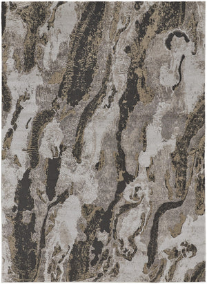 HomeRoots 4' Brown and Ivory Abstract Area Rug - Stylish, Durable, and Low-Maintenance for Modern Spaces 9' X 12' 514927
