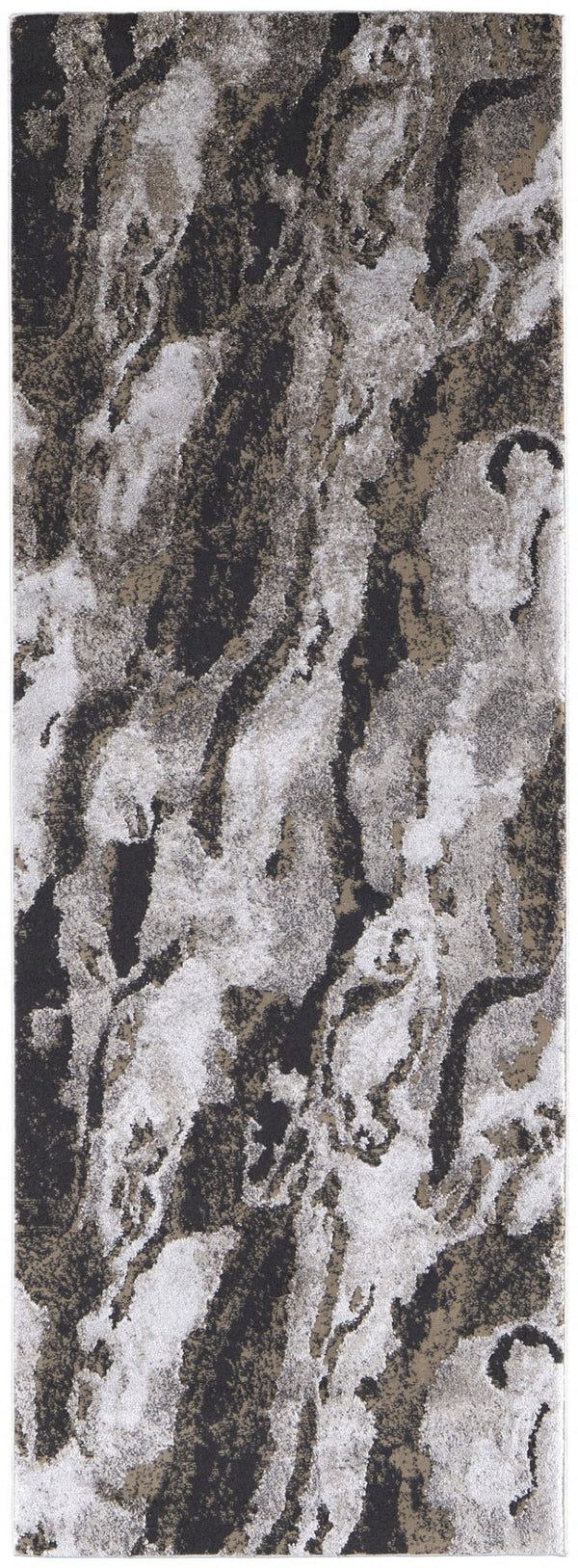 HomeRoots 4' Brown and Ivory Abstract Area Rug - Stylish, Durable, and Low-Maintenance for Modern Spaces 8' Runner 514929