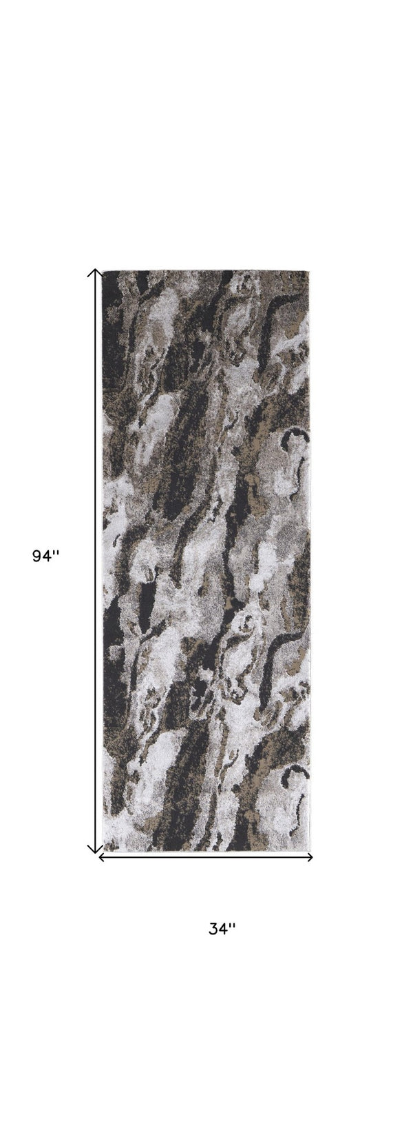 HomeRoots 4' Brown and Ivory Abstract Area Rug - Stylish, Durable, and Low-Maintenance for Modern Spaces 8' Runner 514929