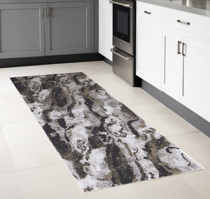 HomeRoots 4' Brown and Ivory Abstract Area Rug - Stylish, Durable, and Low-Maintenance for Modern Spaces 8' Runner 514929