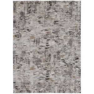 Homeroots 4' X 6' Gray And Ivory Abstract Power Loom Distressed Area Rug Ivory,Gray,Brown Polypropylene 514931