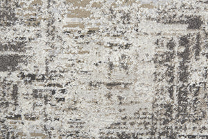 Homeroots 4' X 6' Gray And Ivory Abstract Power Loom Distressed Area Rug Ivory,Gray,Brown Polypropylene 514931