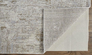 Homeroots 4' X 6' Gray And Ivory Abstract Power Loom Distressed Area Rug Ivory,Gray,Tan Polypropylene 514939