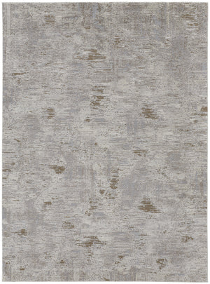 Homeroots 5' X 8' Gray And Ivory Abstract Power Loom Distressed Area Rug Ivory,Gray,Tan Polypropylene 514940