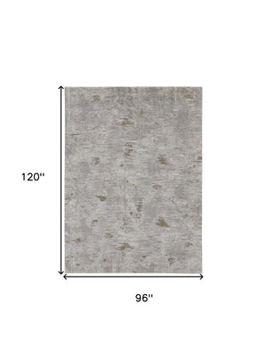 Homeroots 8' X 10' Gray And Ivory Abstract Power Loom Distressed Area Rug Ivory,Gray,Tan Polypropylene 514941