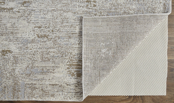 Homeroots 8' X 10' Gray And Ivory Abstract Power Loom Distressed Area Rug Ivory,Gray,Tan Polypropylene 514941