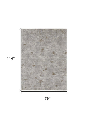 Homeroots 7' X 10' Gray And Ivory Abstract Power Loom Distressed Area Rug Ivory,Gray,Tan Polypropylene 514942