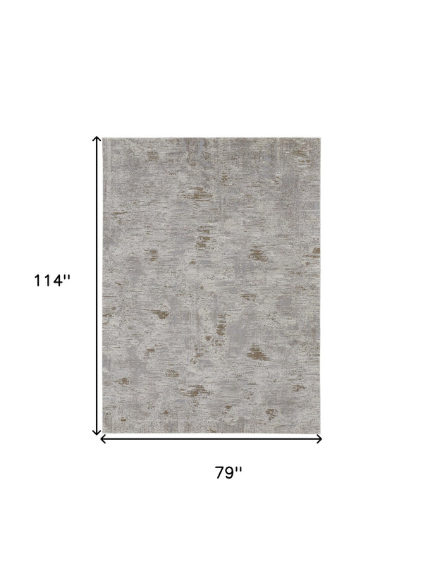 Homeroots 7' X 10' Gray And Ivory Abstract Power Loom Distressed Area Rug Ivory,Gray,Tan Polypropylene 514942