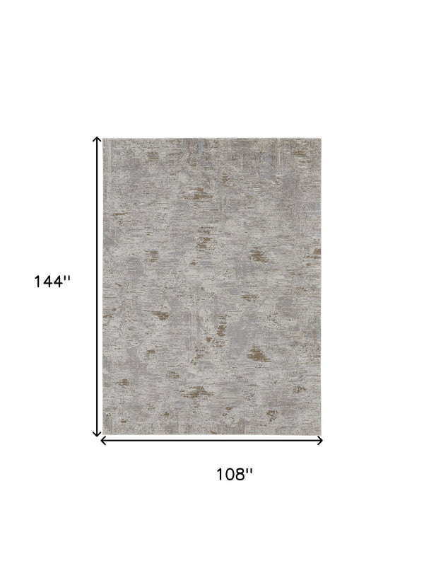 Homeroots 9' X 12' Gray And Ivory Abstract Power Loom Distressed Area Rug Ivory,Gray,Tan Polypropylene 514943