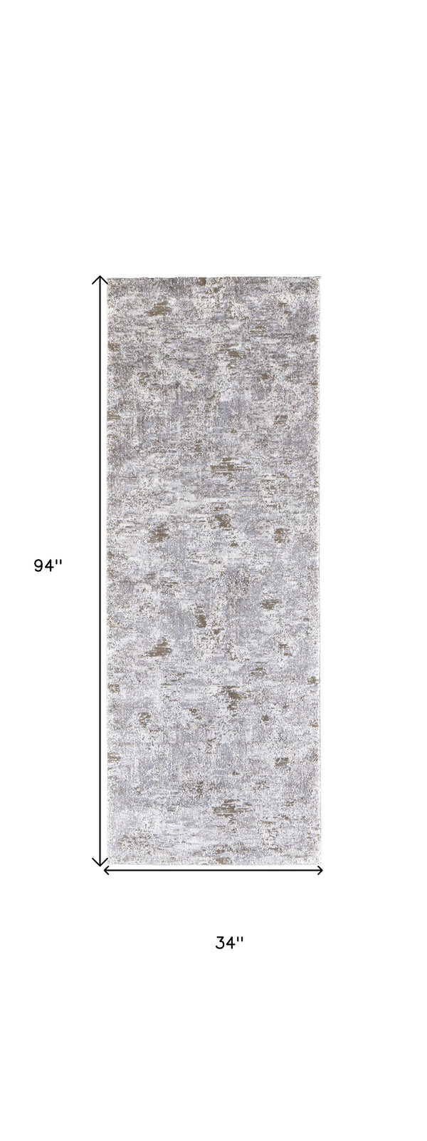 Homeroots 8' Runner Gray And Ivory Abstract Power Loom Distressed Runner Rug Ivory,Gray,Tan Polypropylene,Polyester 514945