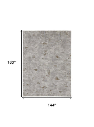 Homeroots 12' X 15' Gray And Ivory Abstract Power Loom Distressed Area Rug Ivory,Gray,Tan Polypropylene 514946