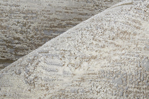 Homeroots 12' X 15' Gray And Ivory Abstract Power Loom Distressed Area Rug Ivory,Gray,Tan Polypropylene 514946