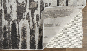 HomeRoots 4' Gray and Ivory Abstract Area Rug - Contemporary Power Loom Design, Stain-Resistant & Durable 8' X 10' 514949