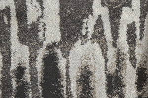 HomeRoots 4' Gray and Ivory Abstract Area Rug - Contemporary Power Loom Design, Stain-Resistant & Durable 8' Runner 514953