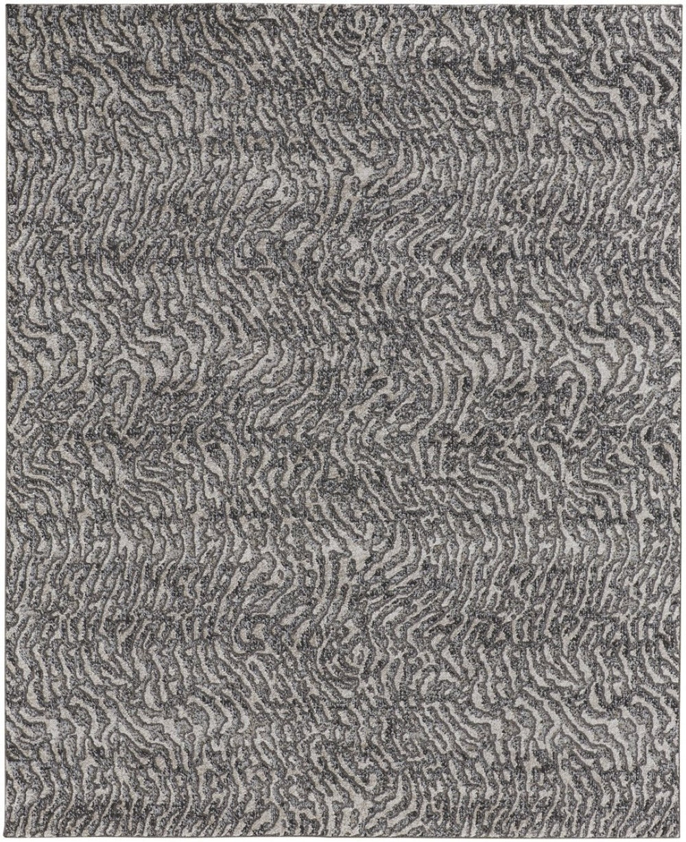 HomeRoots 4' Gray and Ivory Abstract Area Rug - Stylish, Stain-Resistant Power Loom Design for Modern Homes 4' X 6' 514955