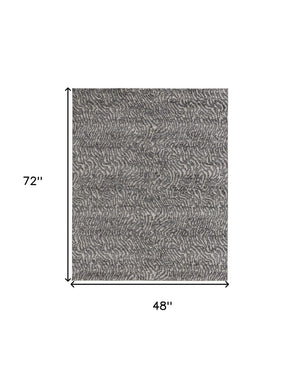 HomeRoots 4' Gray and Ivory Abstract Area Rug - Stylish, Stain-Resistant Power Loom Design for Modern Homes 4' X 6' 514955