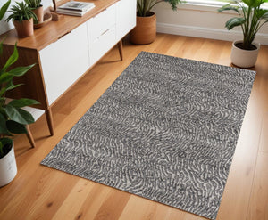 HomeRoots 4' Gray and Ivory Abstract Area Rug - Stylish, Stain-Resistant Power Loom Design for Modern Homes 4' X 6' 514955