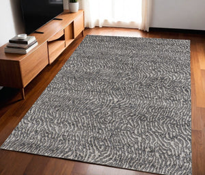 HomeRoots 4' Gray and Ivory Abstract Area Rug - Stylish, Stain-Resistant Power Loom Design for Modern Homes 5' X 8' 514956