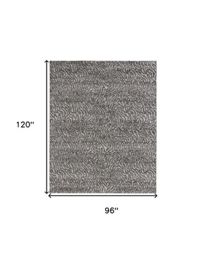 HomeRoots 4' Gray and Ivory Abstract Area Rug - Stylish, Stain-Resistant Power Loom Design for Modern Homes 8' X 10' 514957