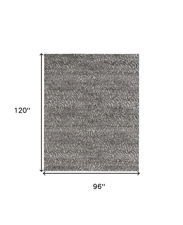 HomeRoots 4' Gray and Ivory Abstract Area Rug - Stylish, Stain-Resistant Power Loom Design for Modern Homes 8' X 10' 514957
