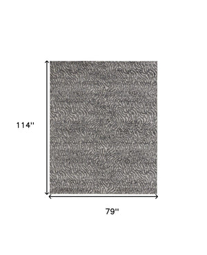 HomeRoots 4' Gray and Ivory Abstract Area Rug - Stylish, Stain-Resistant Power Loom Design for Modern Homes 7' X 10' 514958