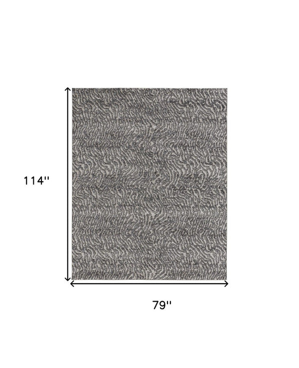 HomeRoots 4' Gray and Ivory Abstract Area Rug - Stylish, Stain-Resistant Power Loom Design for Modern Homes 7' X 10' 514958