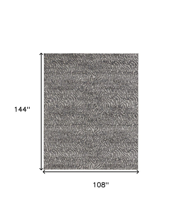 HomeRoots 4' Gray and Ivory Abstract Area Rug - Stylish, Stain-Resistant Power Loom Design for Modern Homes 9' X 12' 514959