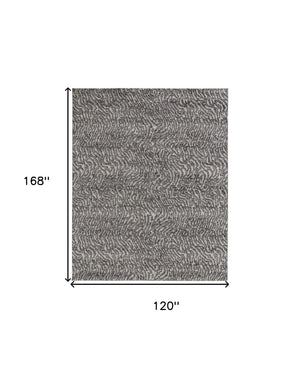 HomeRoots 4' Gray and Ivory Abstract Area Rug - Stylish, Stain-Resistant Power Loom Design for Modern Homes 10' X 14' 514960