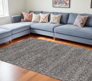 HomeRoots 4' Gray and Ivory Abstract Area Rug - Stylish, Stain-Resistant Power Loom Design for Modern Homes 10' X 14' 514960