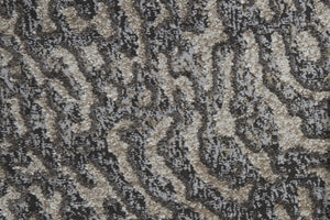 HomeRoots 4' Gray and Ivory Abstract Area Rug - Stylish, Stain-Resistant Power Loom Design for Modern Homes 8' Runner 514961