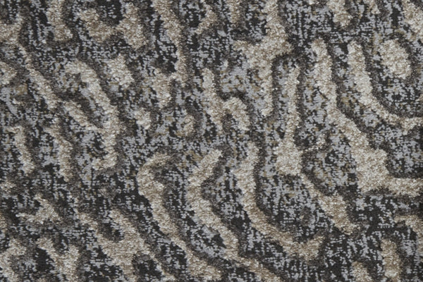 HomeRoots 4' Gray and Ivory Abstract Area Rug - Stylish, Stain-Resistant Power Loom Design for Modern Homes 8' Runner 514961