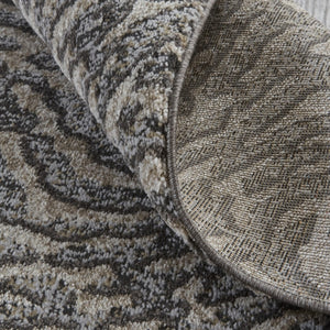 HomeRoots 4' Gray and Ivory Abstract Area Rug - Stylish, Stain-Resistant Power Loom Design for Modern Homes 8' Runner 514961