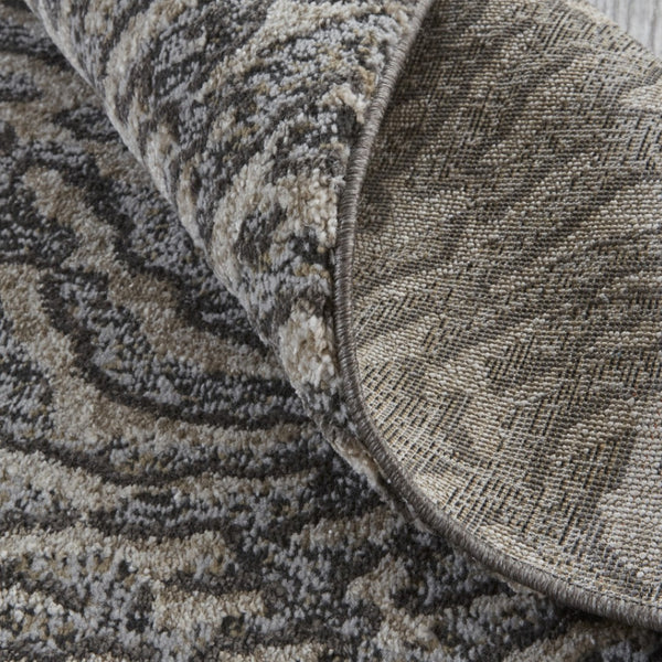 HomeRoots 4' Gray and Ivory Abstract Area Rug - Stylish, Stain-Resistant Power Loom Design for Modern Homes 8' Runner 514961
