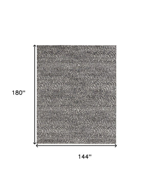 HomeRoots 4' Gray and Ivory Abstract Area Rug - Stylish, Stain-Resistant Power Loom Design for Modern Homes 12' X 15' 514962