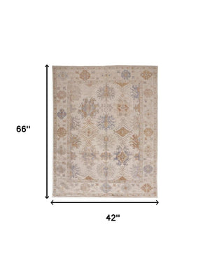 Homeroots 4' X 6' Beige And Brown Floral Hand Knotted Area Rug  Other Material 514963