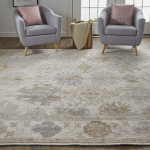 Homeroots 5' X 8' Ivory And Blue Floral Hand Knotted Area Rug  Pet 514964