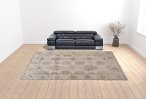 HomeRoots 12' Hand-Knotted Floral Area Rug in Ivory, Tan, and Blue - Timeless Elegance for Any Space 12' x 15' 514968