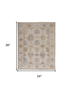 Homeroots 2' X 3' Ivory And Blue Floral Hand Knotted Area Rug  Pet 514969