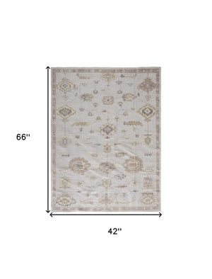 HomeRoots 4' Hand-Knotted Orange and Ivory Floral Area Rug - Unique Artisan Craftsmanship for Stylish Spaces 4' X 6' 514970