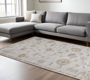 HomeRoots 4' Hand-Knotted Orange and Ivory Floral Area Rug - Unique Artisan Craftsmanship for Stylish Spaces 9' X 12' 514973