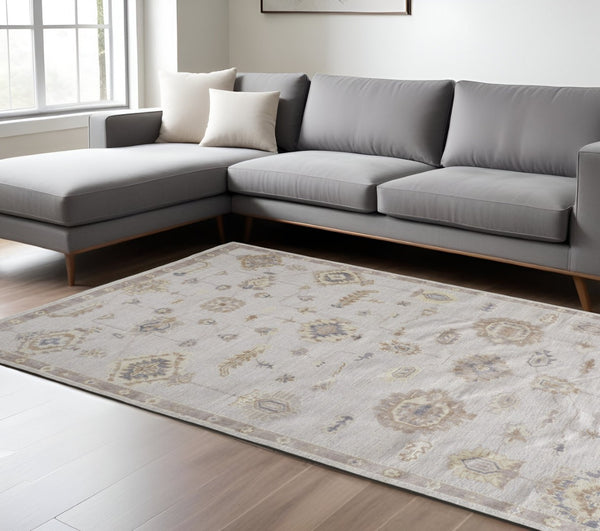 HomeRoots 4' Hand-Knotted Orange and Ivory Floral Area Rug - Unique Artisan Craftsmanship for Stylish Spaces 9' X 12' 514973